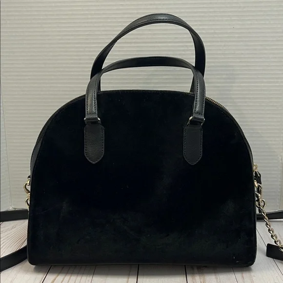 Kate Spade pearl satchel/crossbody. Black velvet & leather. Gold hardware. EUC. - Picture 2 of 9